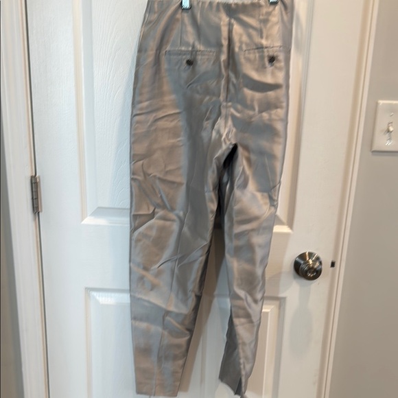 Theory 6 Ice Grey 100% Silk Trousers Shantung Twill Slim Taper Pant - Picture 15 of 16